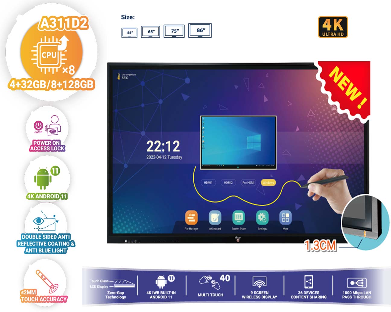 Màn hình tương tác thông minh Hanshin DTG 75”-A311D2